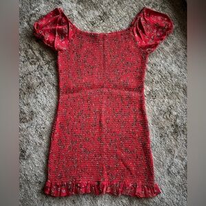 Red floral Smock Dress Size LG